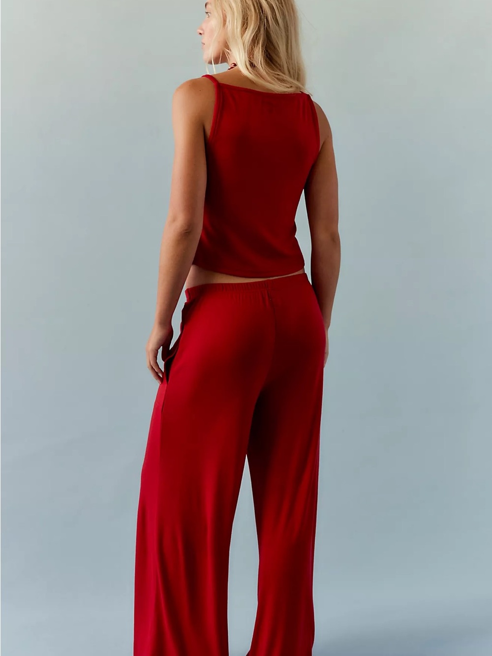 Free People Wide Leg Pants Set in Rich Red - Picture 4 of 7
